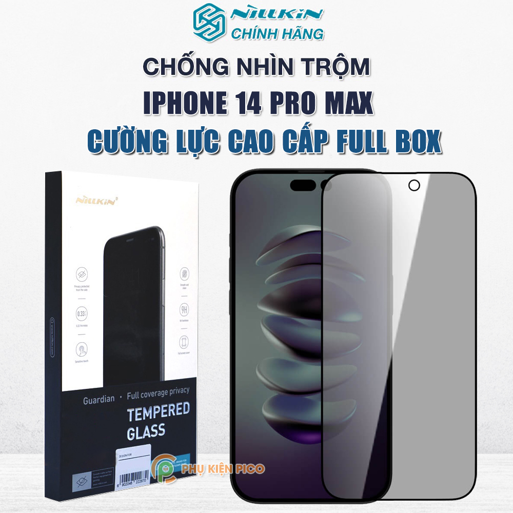 Kính cường lực chống nhìn trộm Iphone 14 Pro Max full màn hình chính hãng Nillkin