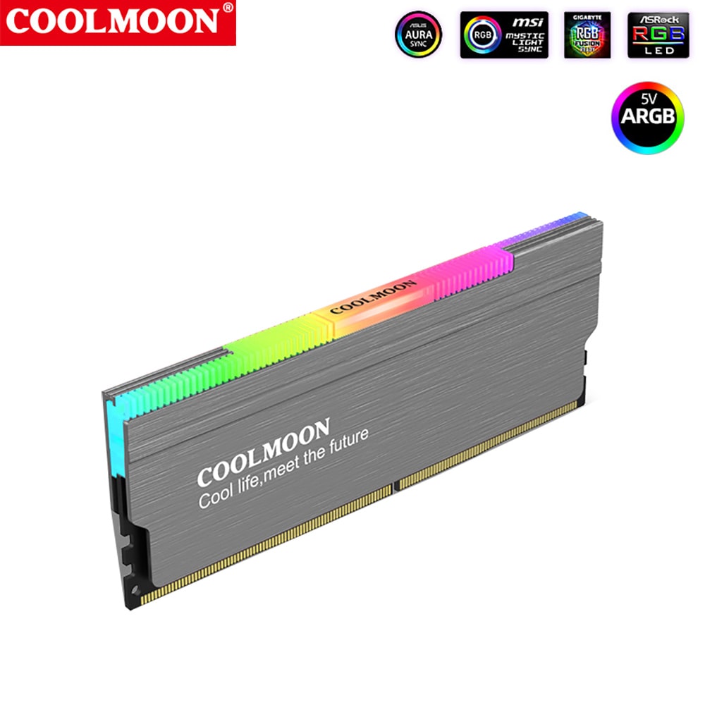 Tản nhiệt Ram Coolmoon ARGB RA-1 - Ốp tản nhiệt Ram A-RGB đồng bộ main sync led RGB