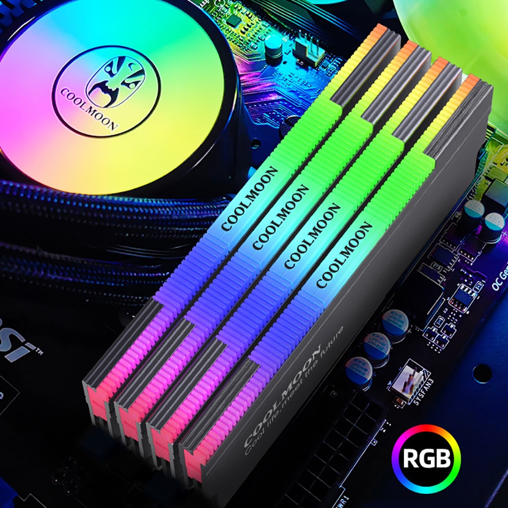 Tản nhiệt Ram Coolmoon ARGB RA-1 - Ốp tản nhiệt Ram A-RGB đồng bộ main sync led RGB