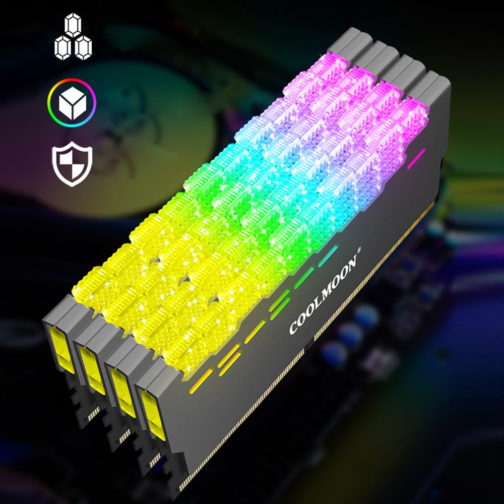 Tản nhiệt Ram Coolmoon ARGB RA-2 - Ốp tản nhiệt Ram A-RGB đồng bộ main sync led RGB