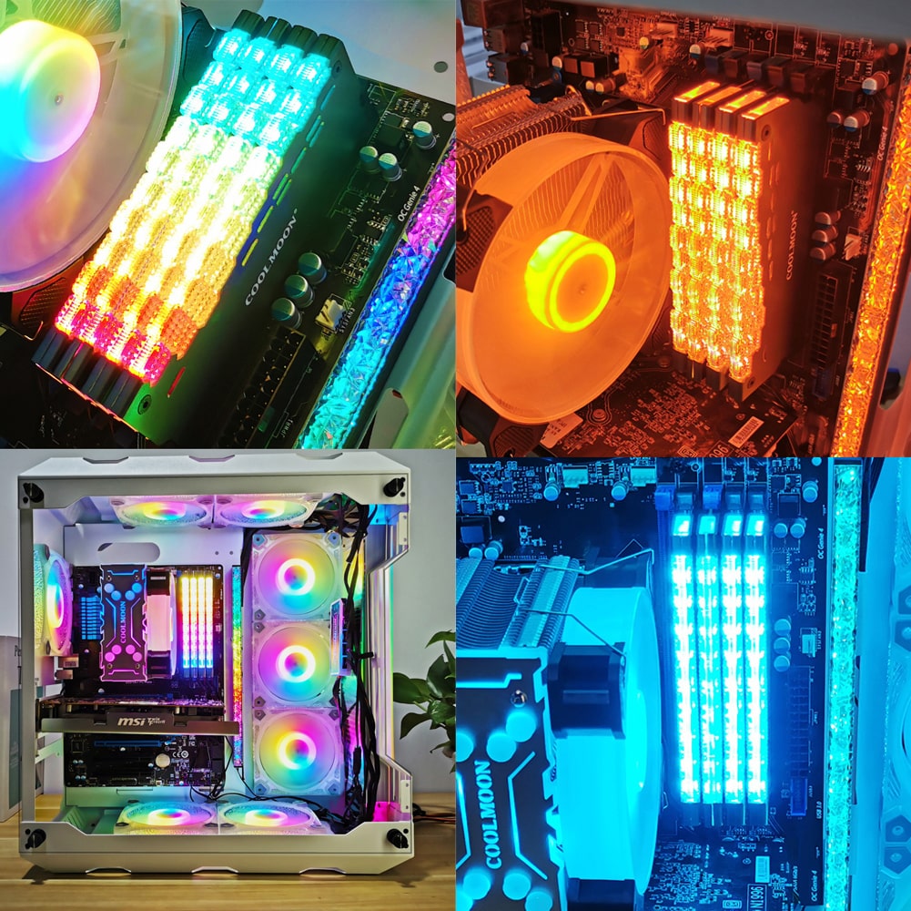 Tản nhiệt Ram Coolmoon ARGB RA-2 - Ốp tản nhiệt Ram A-RGB đồng bộ main sync led RGB