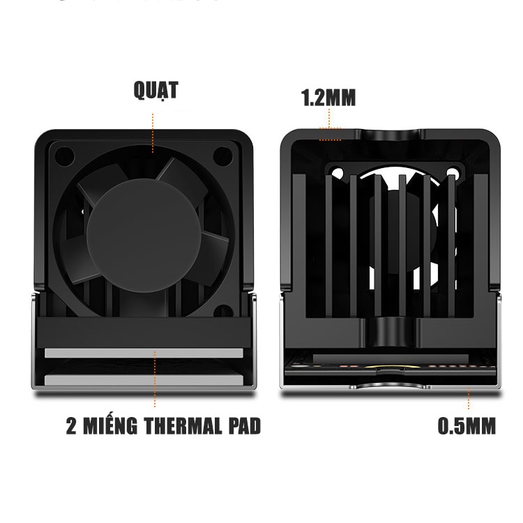 Tản nhiệt ssd M.2 2280 Gen 5 - Quạt tản nhiệt ổ cứng ssd m2 nvme PCIe5.0 Gen 4 tản nhiệt siêu cấp JIUSHARK Pro