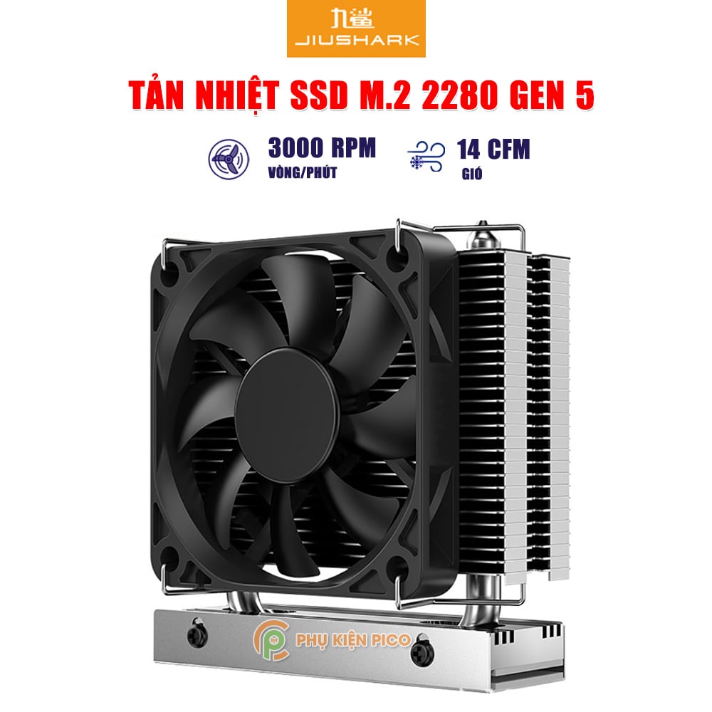 Tản nhiệt ssd M.2 2280 Gen 5 - Quạt tản nhiệt ổ cứng ssd m2 nvme PCIe5.0 Gen 4 tản tháp siêu cấp JIUSHARK Super Pro