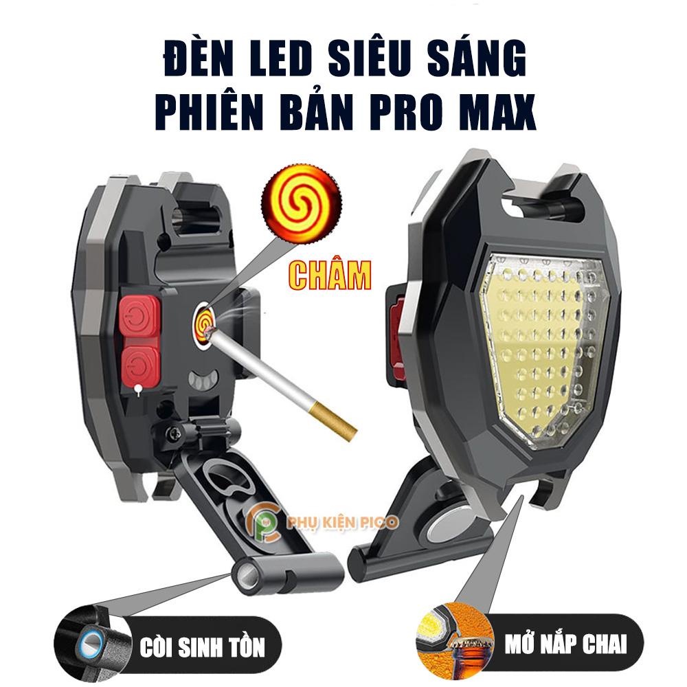 Đèn Led cod mini siêu sáng 5in1 Led Pro Max đa năng có bật lửa Pin sạc USB - Bật lửa Móc Khóa đèn pin mini led đa năng