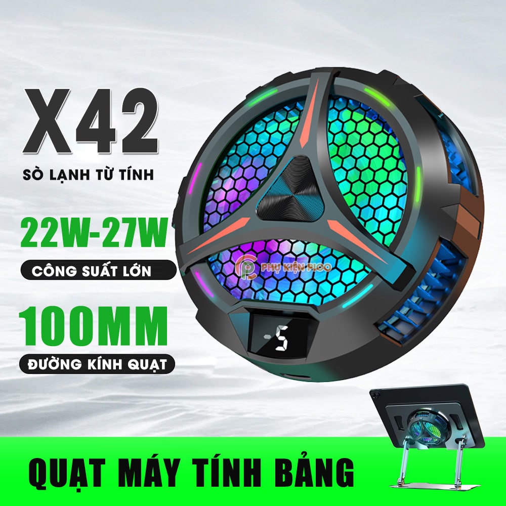 Quạt tản nhiệt máy tính bảng hỗ trợ ipad công nghệ sò lạnh siêu tản cỡ lớn X42 - Tản nhiệt Samsung tab surface
