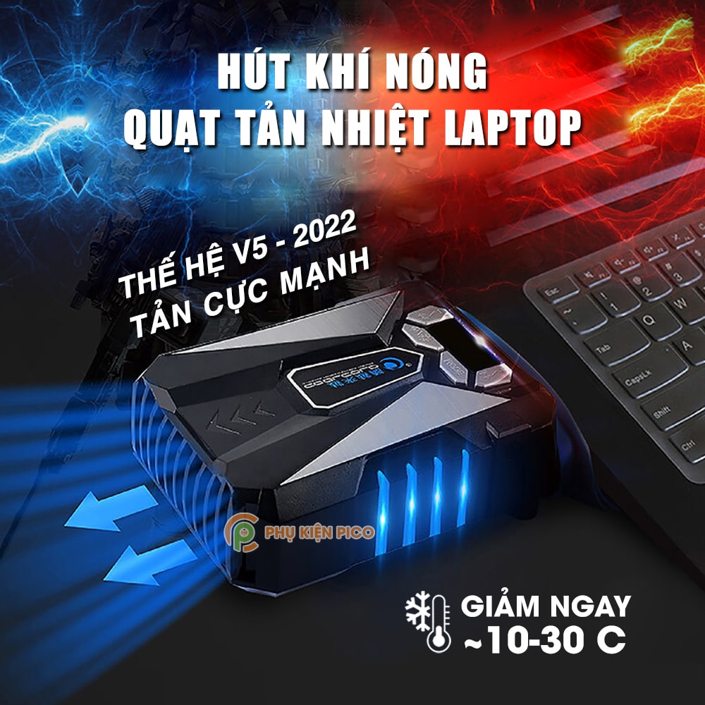 Quạt hút gió tản nhiệt laptop Coolcold - Quạt tản nhiệt máy tính xách tay Cool Cold Ice Troll V5 làm mát cực mạnh