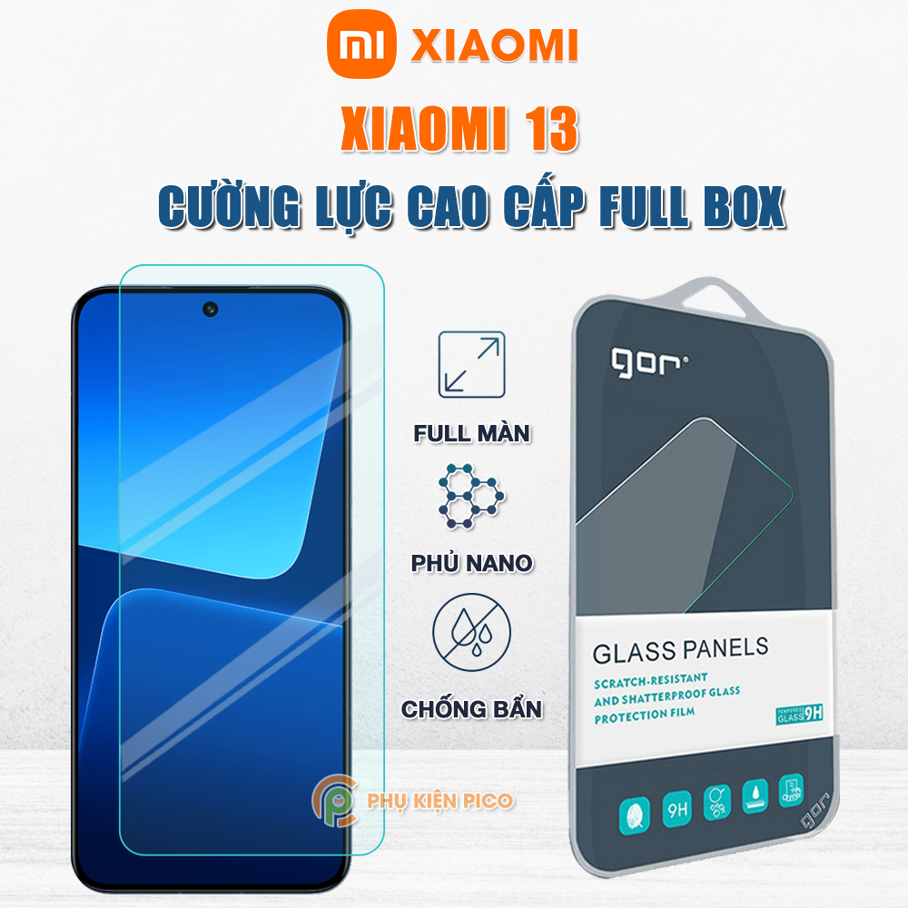 Kính cường lực Xiaomi Mi 13 full màn hình chính hãng Gor phủ nano