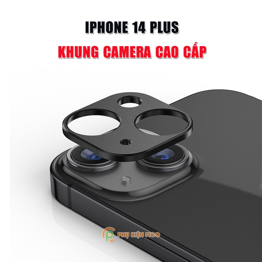 Dán camera Iphone 14 Plus khung kim loại bảo vệ camera chống trầy xước va đập