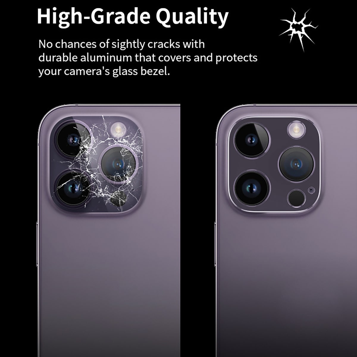 Dán camera Iphone 14 khung kim loại bảo vệ camera chống trầy xước va đập