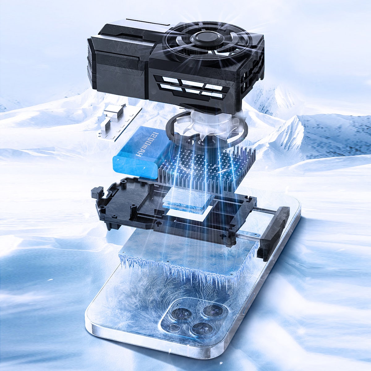 Quạt tản nhiệt điện thoại Memo DLA5 sò lạnh có Pin led RGB quạt tản nhiệt pin không dây