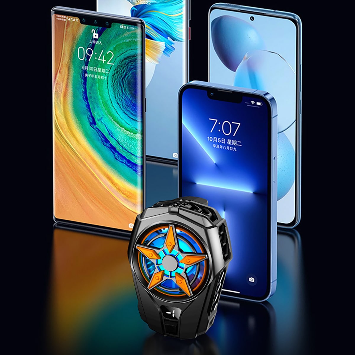 Quạt tản nhiệt điện thoại sò lạnh SL09 màn hình hiển thị nhiệt độ led RGB 2023