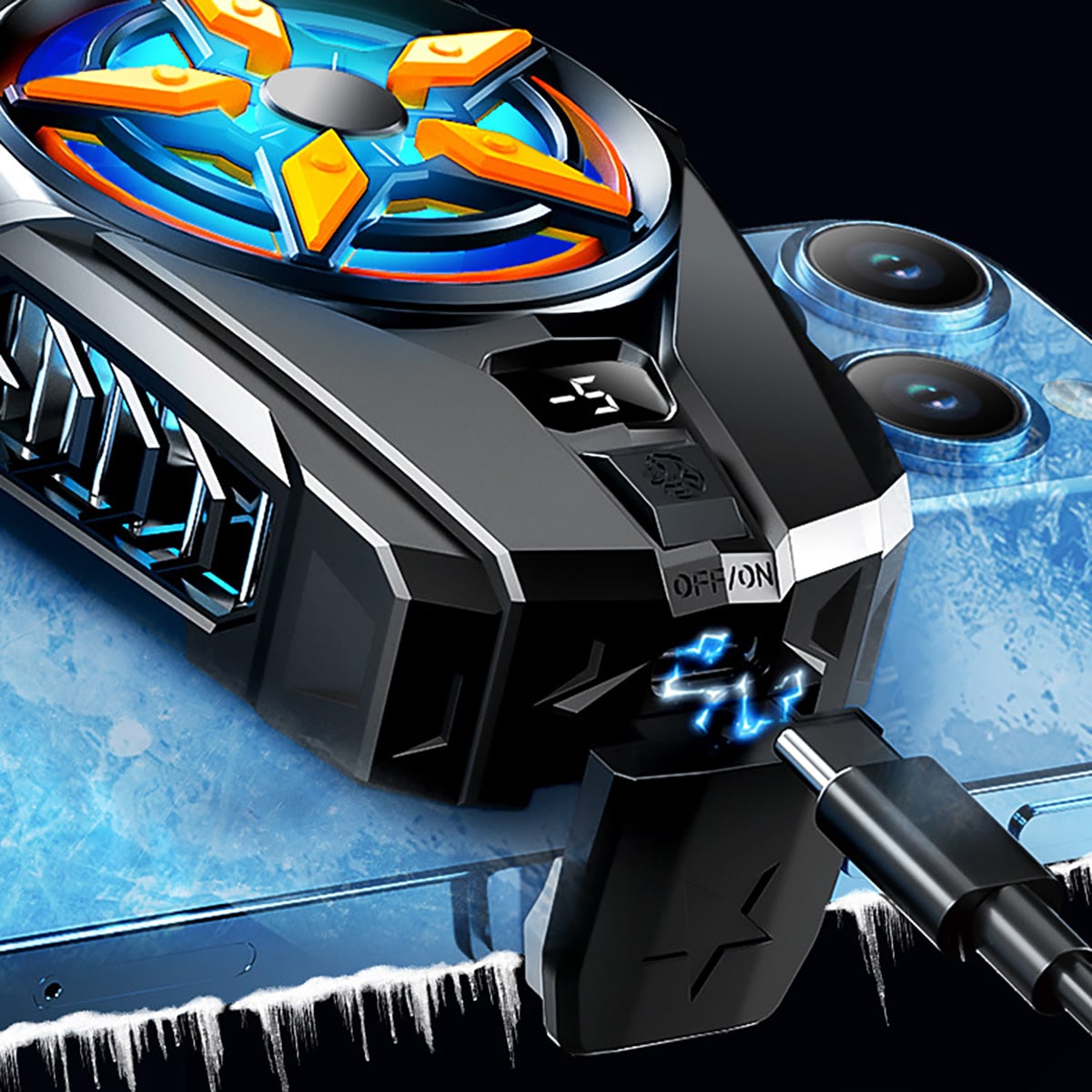 Quạt tản nhiệt điện thoại sò lạnh SL09 màn hình hiển thị nhiệt độ led RGB 2023