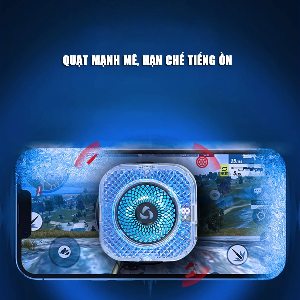 Quạt tản nhiệt điện thoại sò lạnh từ tính S6 tích hợp AI thông minh Led RGB Gaming có màn hình hiển thị nhiệt độ ngàm kẹp rời