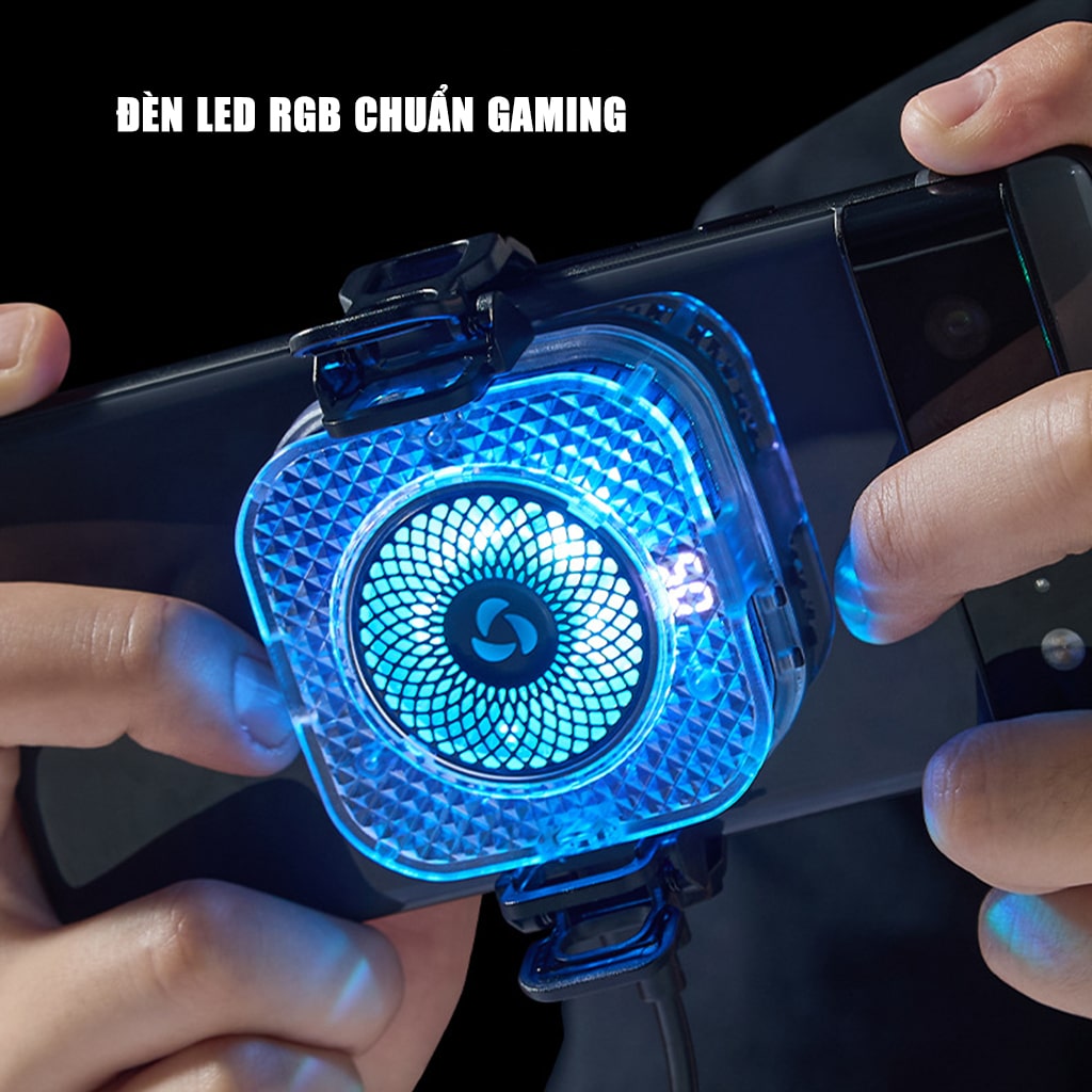 Quạt tản nhiệt điện thoại sò lạnh từ tính S6 tích hợp AI thông minh Led RGB Gaming có màn hình hiển thị nhiệt độ ngàm kẹp rời