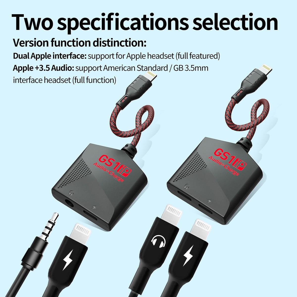 Cáp chuyển đổi tai nghe sang 3.5 Plextone GS1 hỗ trợ iphone và ipad vừa nghe nhạc vừa sạc/ Cáp chuyển đổi tai nghe sang ligtning Plextone GS1 hỗ trợ iPhone và ipad vừa nghe nhạc vừa sạc