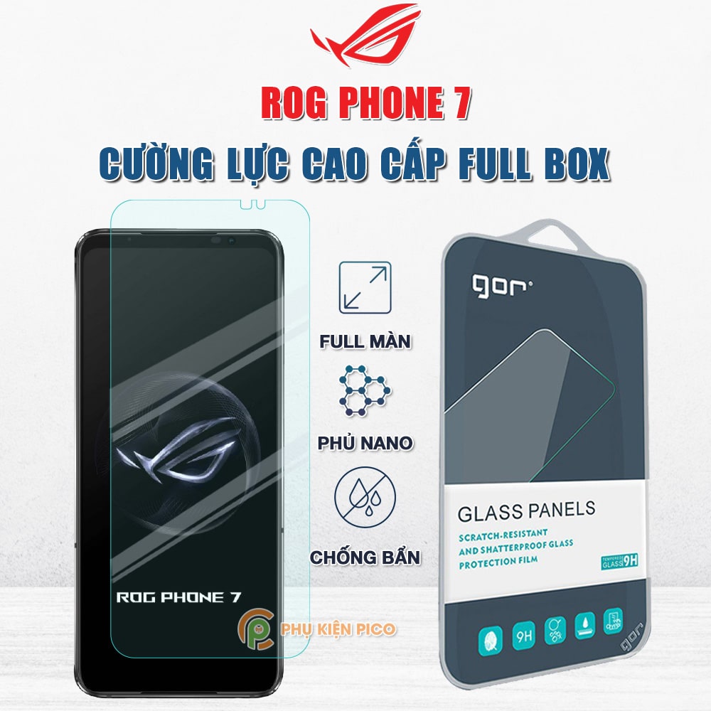Kính cường lực Asus Rog Phone 7 full màn hình chính hãng Gor phủ nano