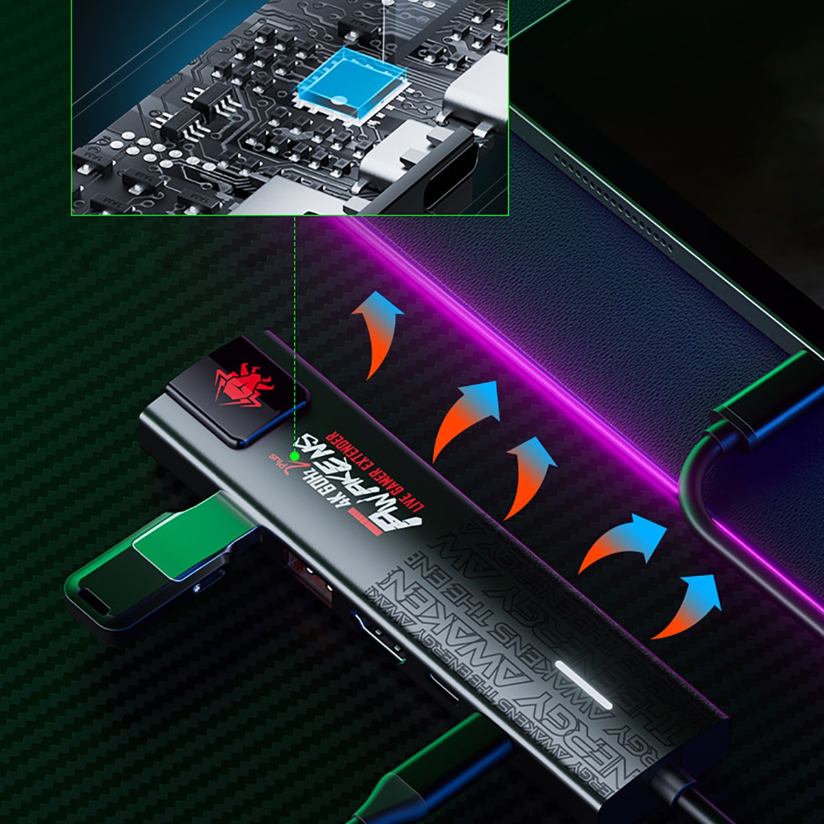 HUB Type C sang HDMI 4K Plextone 6in1 Pro sạc PD 100W Mạng Lan HUB USB 3.0 tốc độ cao HUB USB C to HDMI 2.0 - RJ45 - Type C cho Laptop hỗ trợ Macbook