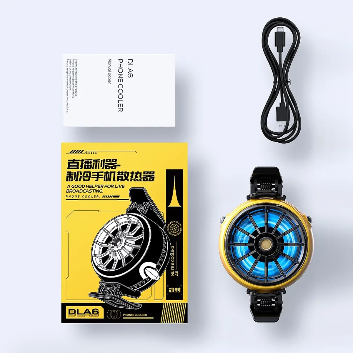 Quạt tản nhiệt điện thoại Memo DLA6 sò lạnh từ tính Led RGB có ngàm hỗ trợ Livestream