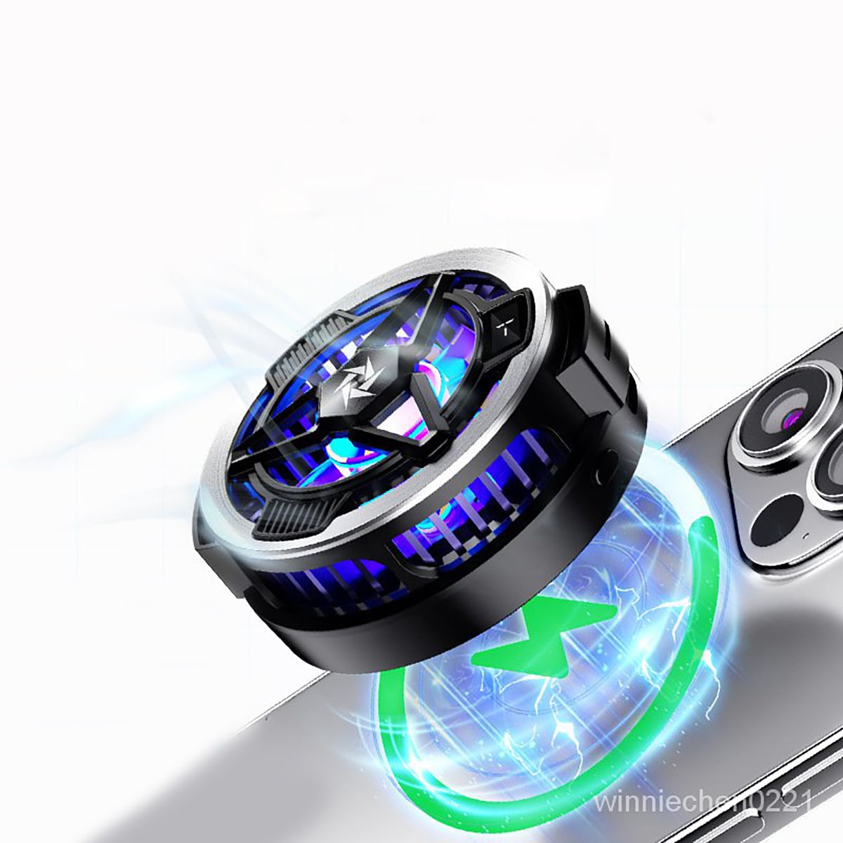 Quạt tản nhiệt điện thoại sò lạnh từ tính SL05 có sạc không dây màn hình hiển thị nhiệt độ Led RGB 2023