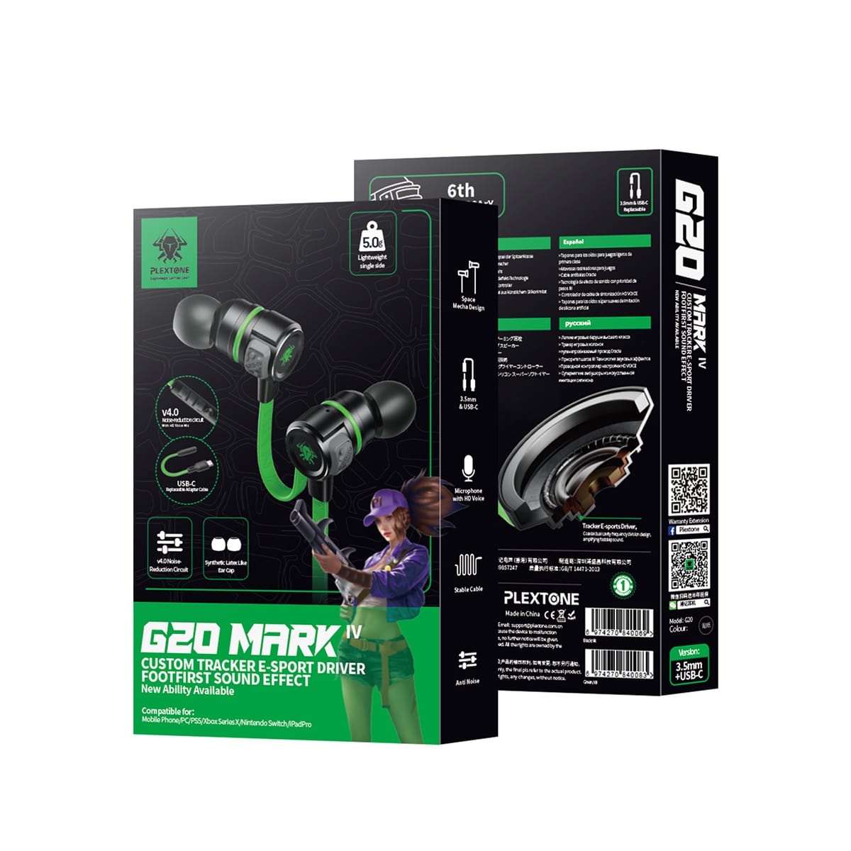 Tai nghe có dây gaming Plextone G20 Mark IV 3.5mm + Type C - Tai nghe PUBG game có mic chống ồn