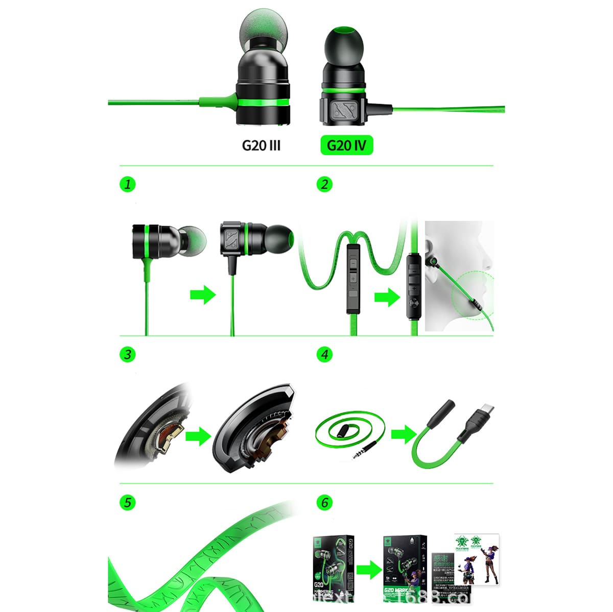 Tai nghe có dây gaming Plextone G20 Mark IV 3.5mm + Type C - Tai nghe PUBG game có mic chống ồn