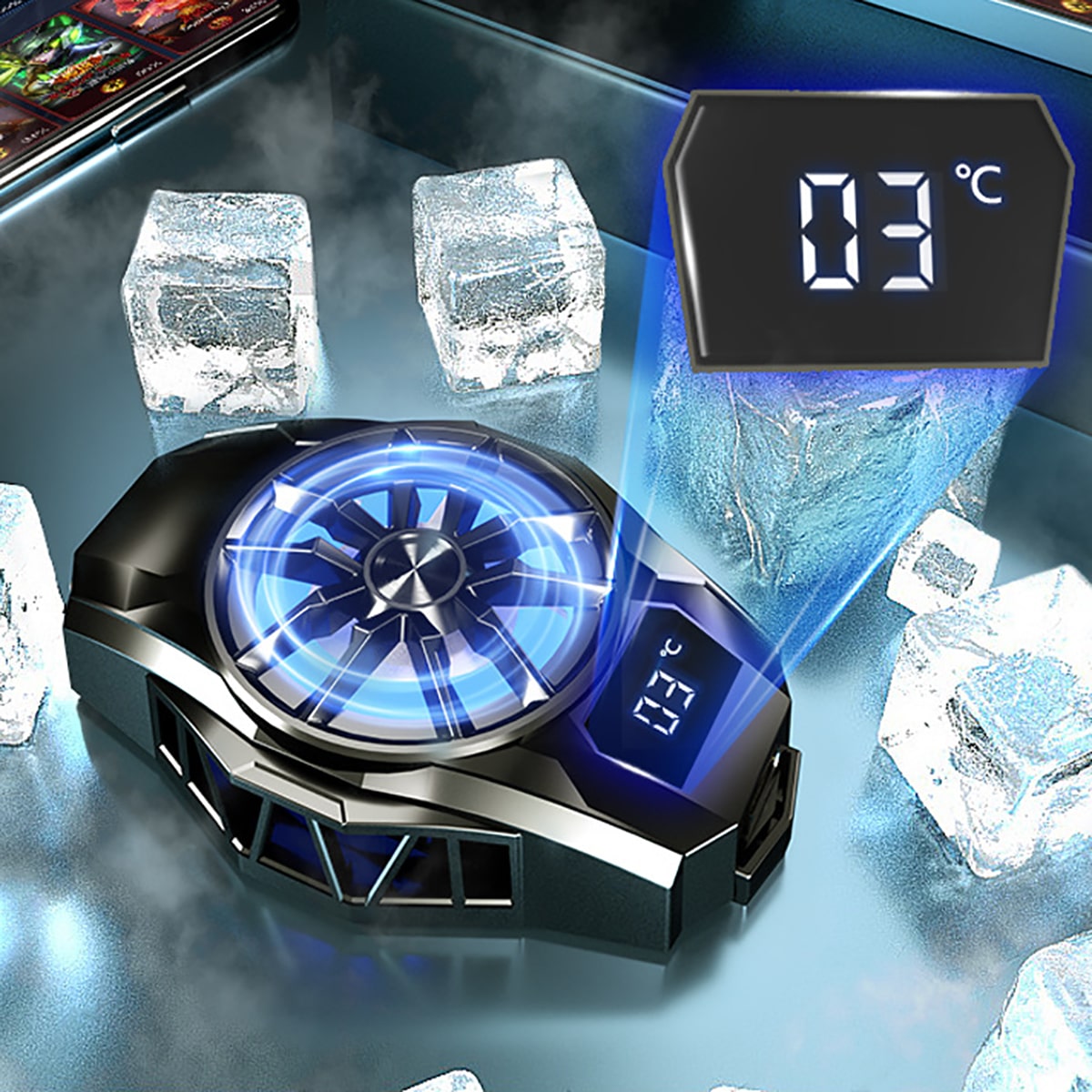 Quạt tản nhiệt điện thoại sò lạnh S8 Led RGB màn hình hiển thị nhiệt độ bản nâng cấp toàn diện của quạt tản nhiệt S3