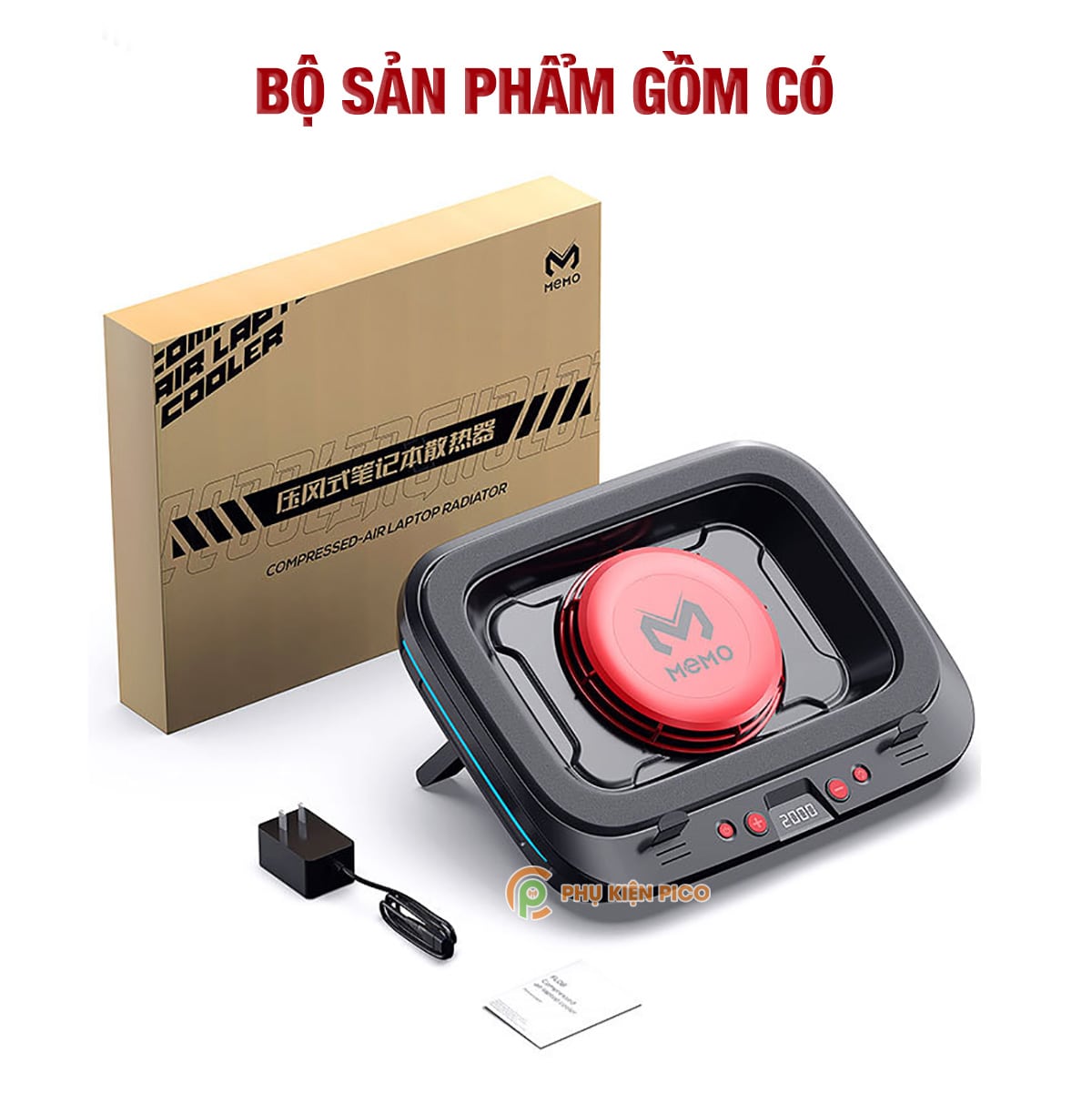 Quạt tản nhiệt laptop Memo FL08 tản khí nén turbo 2400RPM giảm nhiệt thực sự chuyên dụng cho máy tính đồ họa gaming - Đế tản nhiệt Laptop