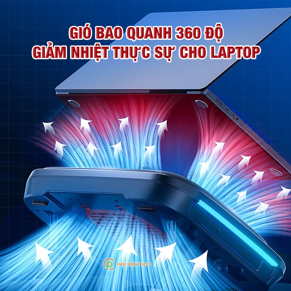 Quạt tản nhiệt laptop Memo FL08 tản khí nén turbo 2400RPM giảm nhiệt thực sự chuyên dụng cho máy tính đồ họa gaming - Đế tản nhiệt Laptop