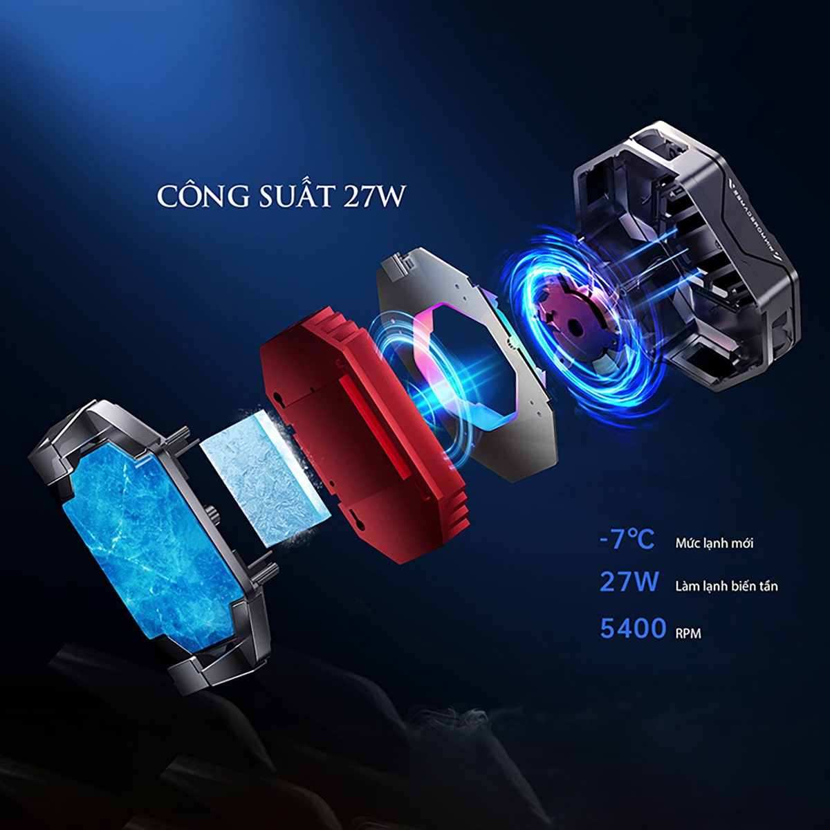 Quạt tản nhiệt điện thoại sò lạnh Nubia Redmagic Cooler 4 Pro ngàm kẹp công suất 27W giảm nhiệt -7 độ C