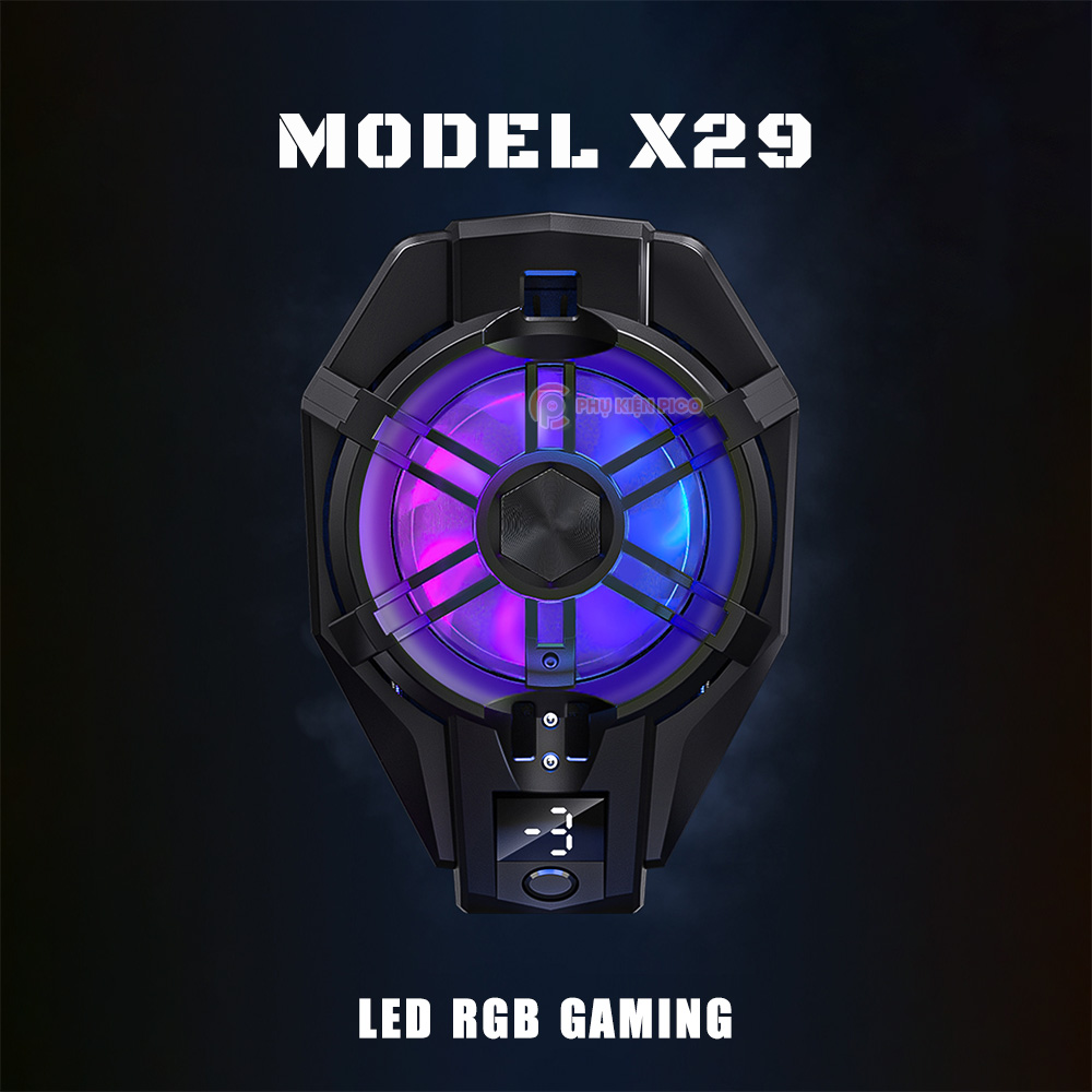 Quạt tản nhiệt điện thoại sò lạnh chạy Pin X29 - Quạt tản nhiệt không dây X29 pin sạc màn hình hiển thị nhiệt độ Led RGB
