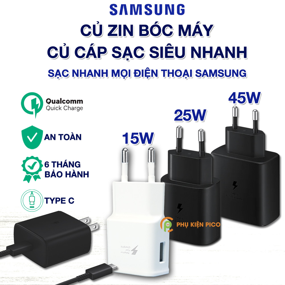 Củ Sạc Nhanh Samsung 25W 45W 65W 15W Galaxy S23 Ultra / S22 Plus / S21 /Note 8 / 9/ Note 10/ S20 - Cáp sạc nhanh Type C