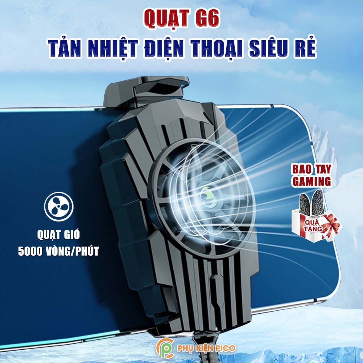Quạt tản nhiệt điện thoại G6 quạt siêu rẻ - Quạt gió làm mát nhanh sạc trực tiếp chơi game pubg freefire liên quân mobile