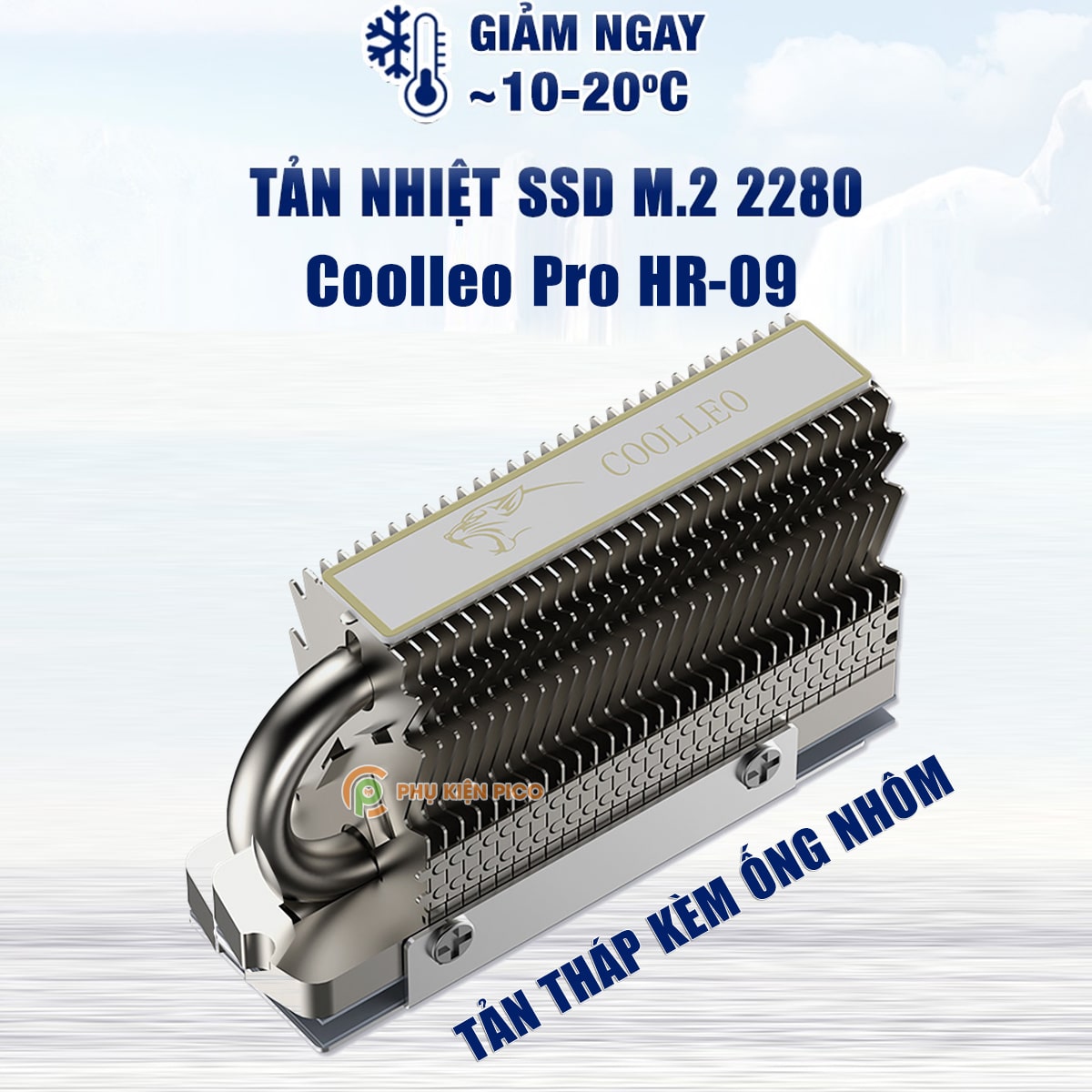 Tản nhiệt SSD M2 Coolleo Pro HR-09 2280 ốp tản nhiệt ổ cứng nvme M.2 ice đổi thủ của Thermalright HR09
