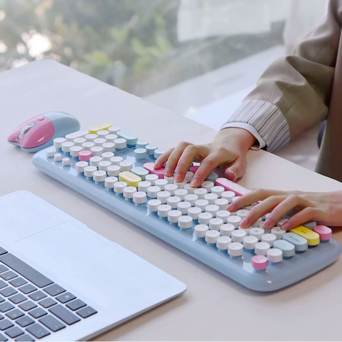 Bàn phím chuột không dây hồng mèo kitty MOFII Zero - bàn phím hồng dễ thương - Chuột máy tính laptop