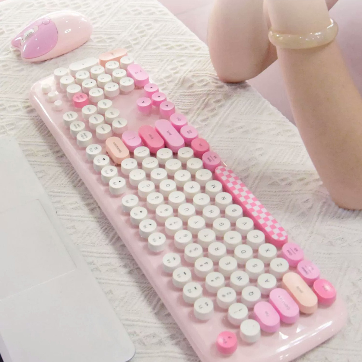 Bàn phím chuột không dây hồng mèo kitty MOFII Zero - bàn phím hồng dễ thương - Chuột máy tính laptop