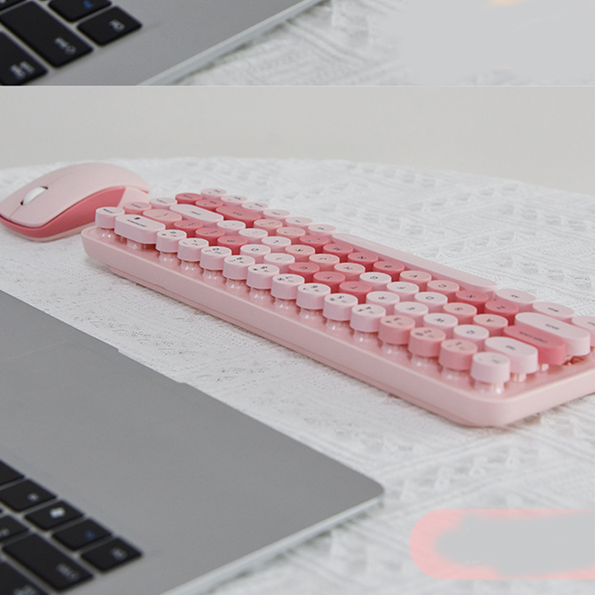 Bàn phím chuột không dây Mini Bean Wireless - chuột máy tính không dây bàn phím MOFII hồng dễ thương