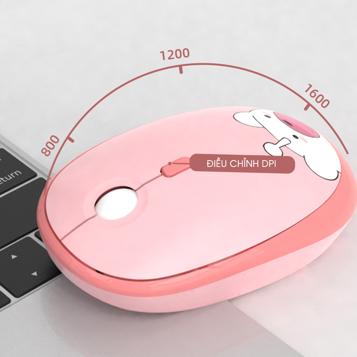 Chuột máy tính không dây Hello Bear gấu M2 - Chuột hồng dễ thương cute hình gấu Wireless Mofii