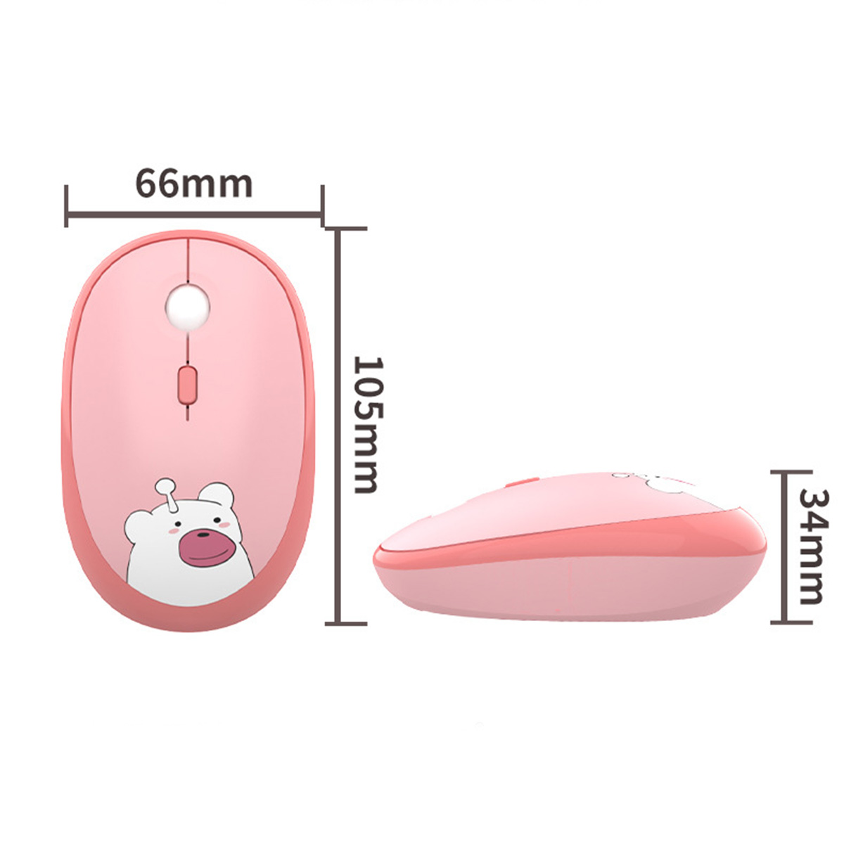 Chuột máy tính không dây Hello Bear gấu M2 - Chuột hồng dễ thương cute hình gấu Wireless Mofii