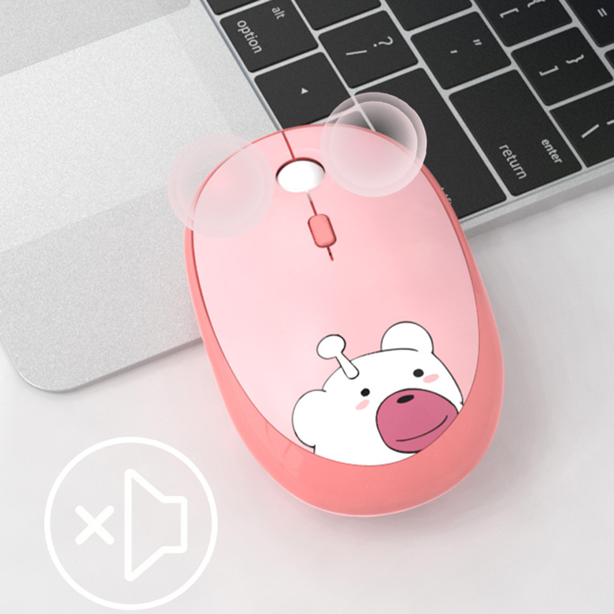Chuột máy tính không dây Hello Bear gấu M2 - Chuột hồng dễ thương cute hình gấu Wireless Mofii