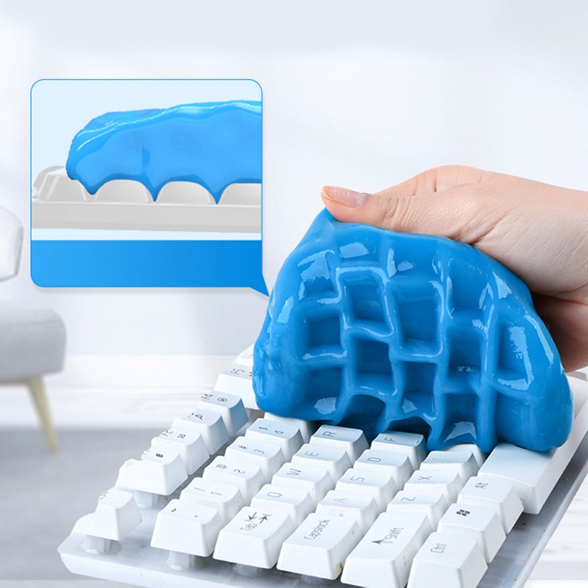 Gel vệ sinh bàn phím máy tính, điều khiển TV, lỗ thông hơi điều hòa, ô tô đa năng Super Clean màu xanh hộp 160 gram