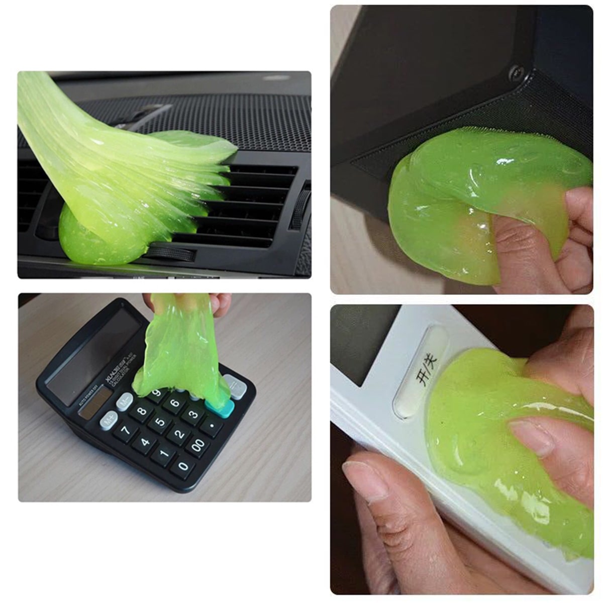 Gel vệ sinh bàn phím, điều khiển TV, lỗ thông hơi điều hòa, lỗ thông hơi trên ô tô đa năng Super Clean màu xanh túi 80 gram