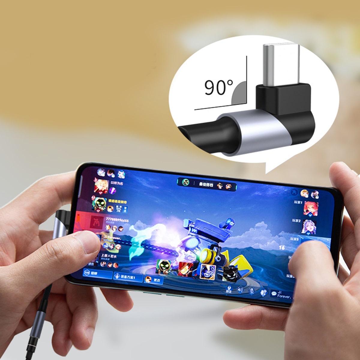 Cáp chuyển đổi Type C sang 3.5mm bẻ góc 90 độ có chip DAC chuyên cho chơi game