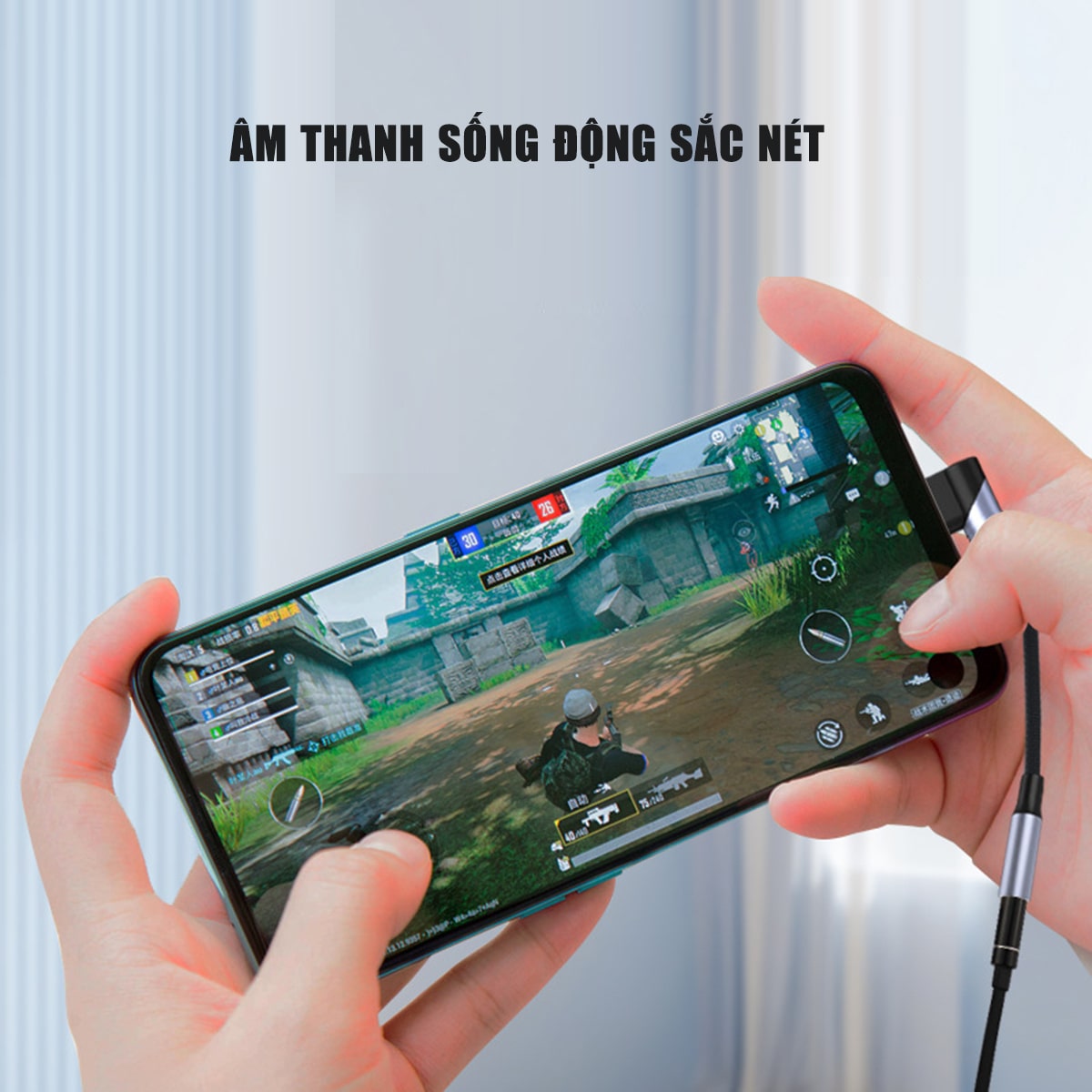 Cáp chuyển đổi Type C sang 3.5mm bẻ góc 90 độ có chip DAC chuyên cho chơi game