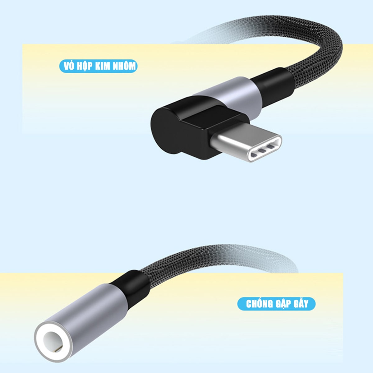 Cáp chuyển đổi Type C sang 3.5mm bẻ góc 90 độ có chip DAC chuyên cho chơi game