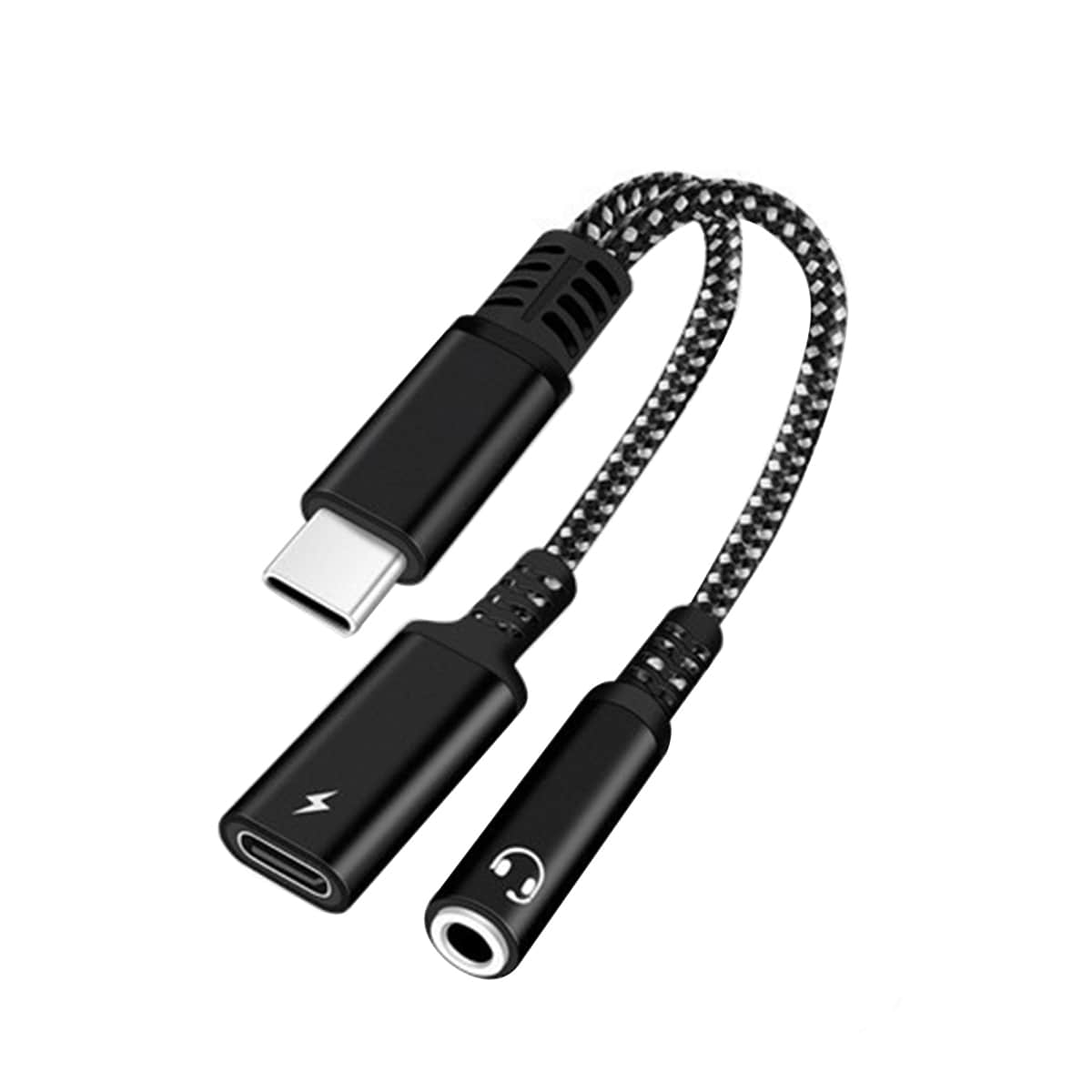 Cáp chuyển đổi Type C vừa sạc vừa nghe nhạc Type C ra Type C và Tai nghe 3.5mm sạc nhanh PD 60W - Màu đen