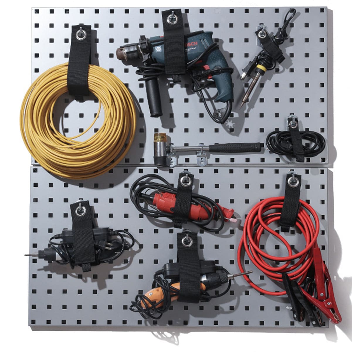 Băng gai dính chịu tải nặng có lỗ treo tường - Velcro Dây quấn vòi nước, dây điện, dây cáp, dụng cụ sửa chữa cỡ lớn hỗ trợ treo móc