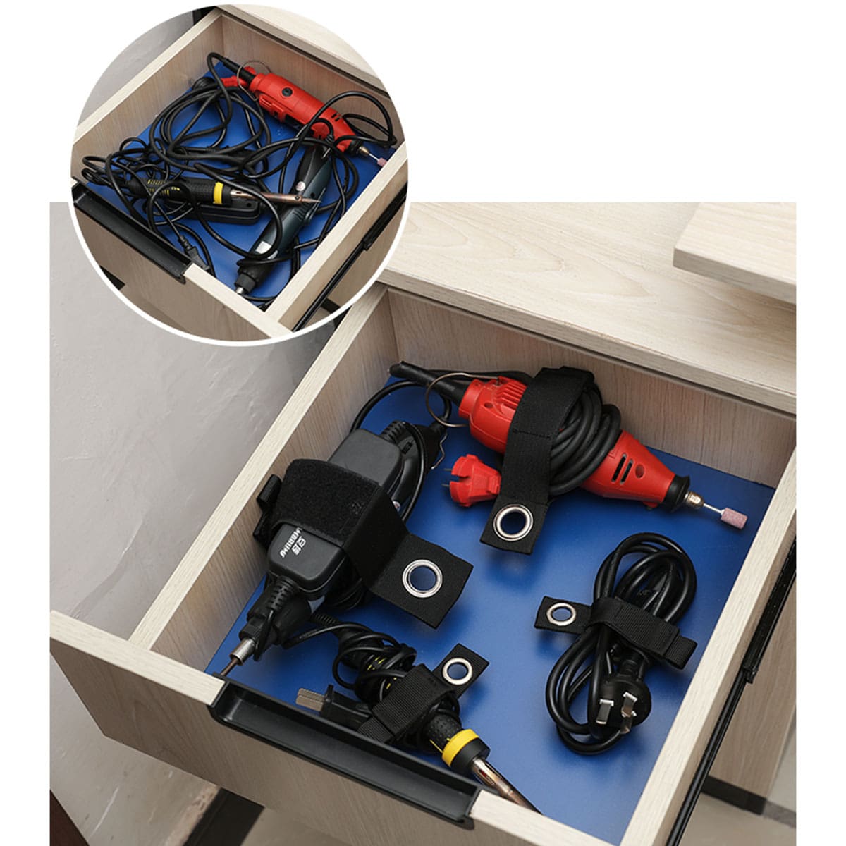 Băng gai dính chịu tải nặng có lỗ treo tường - Velcro Dây quấn vòi nước, dây điện, dây cáp, dụng cụ sửa chữa cỡ lớn hỗ trợ treo móc