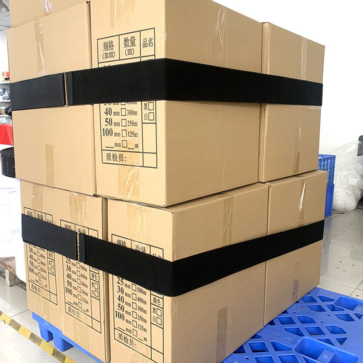 Băng gai dính Velcro buộc thùng hàng Pallet - Dây đai quấn chở hàng 2 mặt cố định khóa ngược tự dính