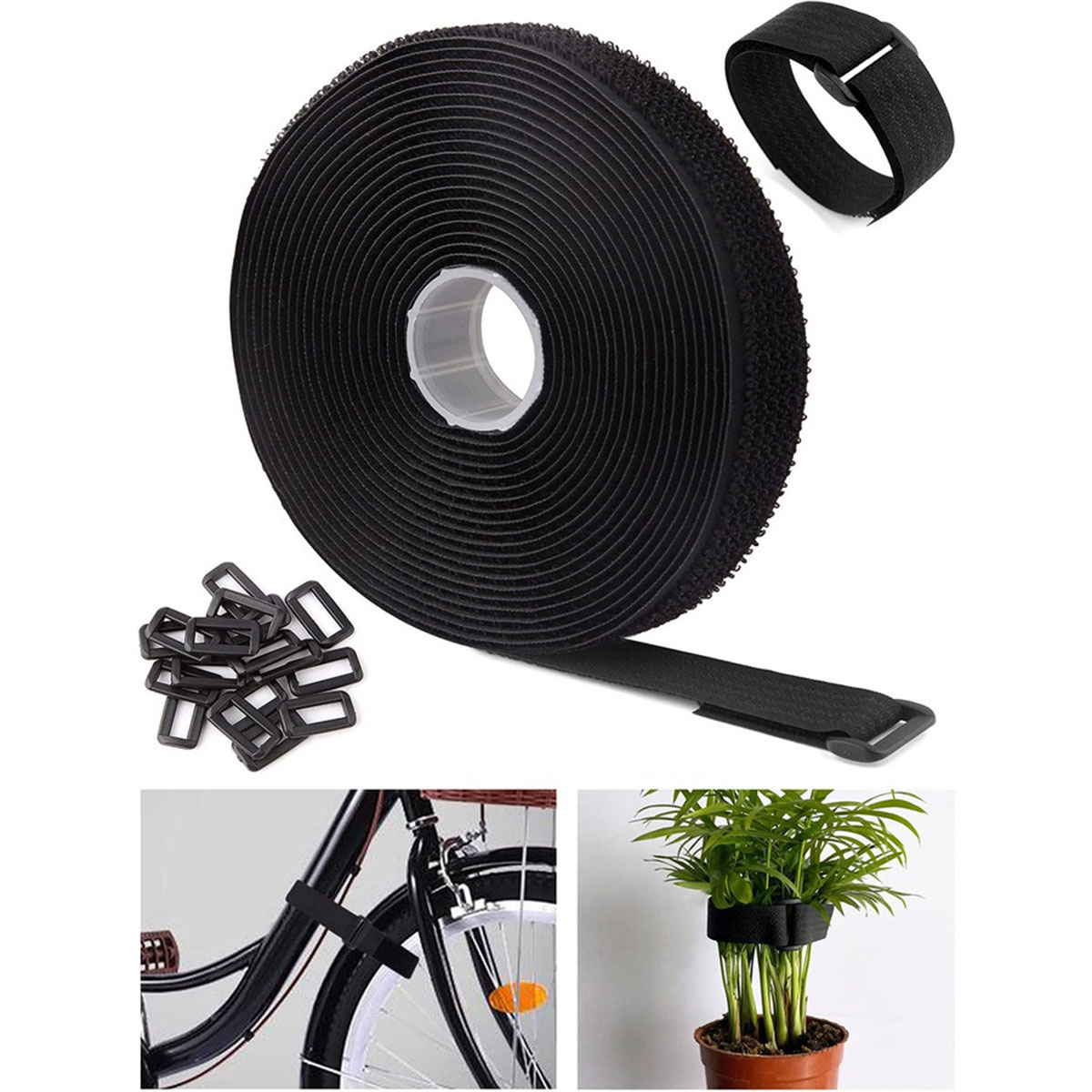 Băng gai dính cố định đồ vật có khóa nhựa - Dây Velcro buộc đồ tự dính đa năng tự dính