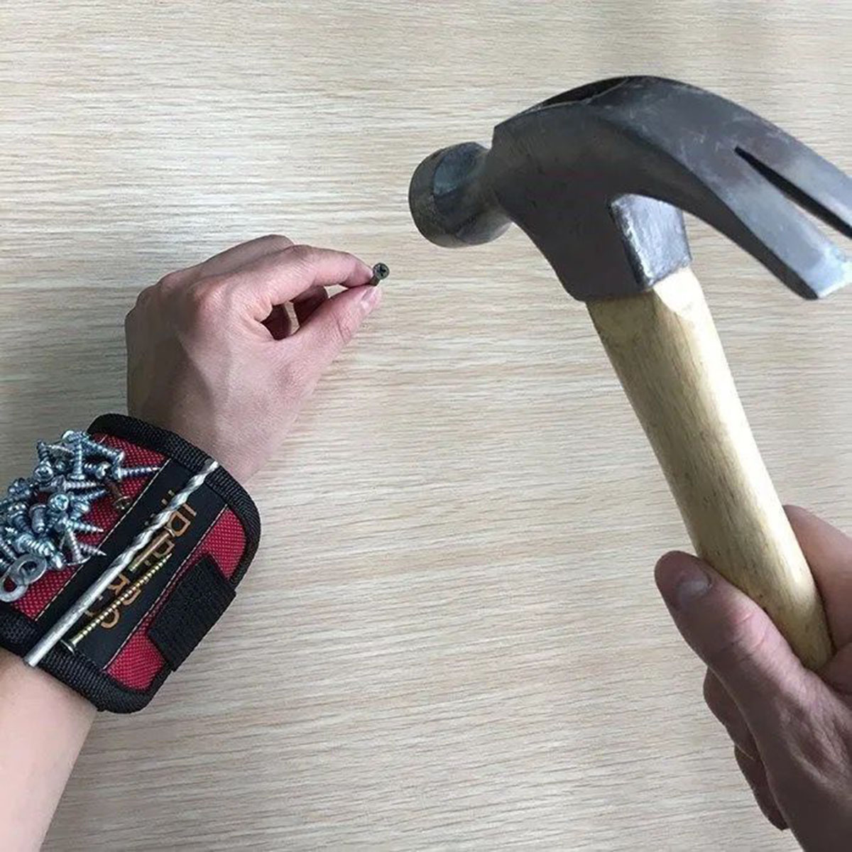 Dây đeo cổ tay nam châm hút đinh vít, Đai đeo đựng Bu Lông - Băng đai từ tính giữ mũi Khoan - Túi đựng dụng cụ sửa chữa